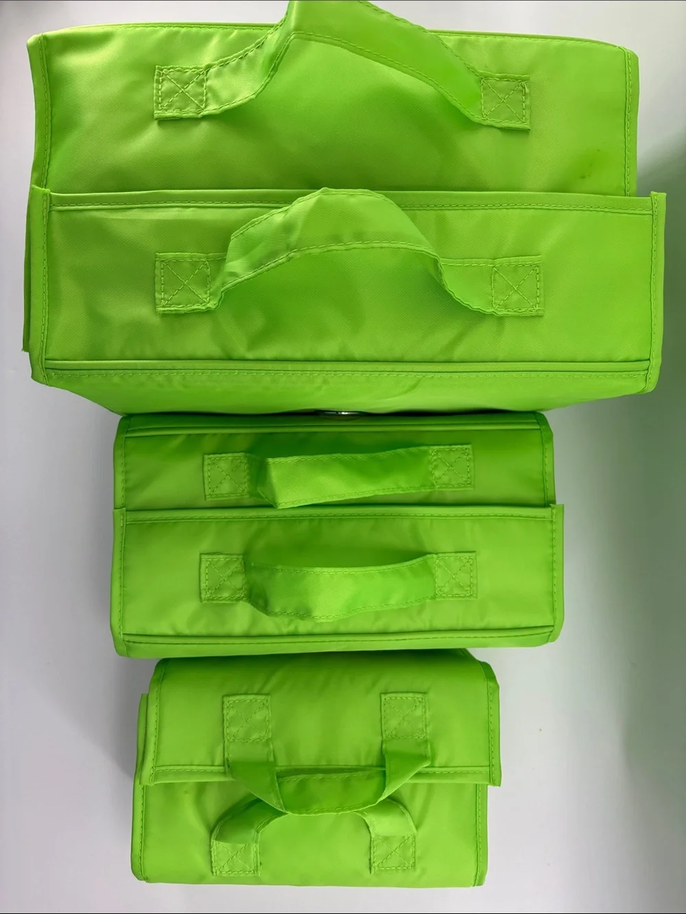 Joy Mangano Bright Lime Green Nesting Cosmetic Bag Set